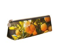 MIEKGPS Trousse à crayons en cuir avec imprimé fleurs jaunes et fruits oranges 1