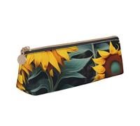 MIEKGPS Trousse à crayons en cuir avec imprimé tournesols sauvages et fleurs