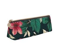 MIEKGPS Trousse à crayons en cuir personnalisée avec imprimé de feuilles et de fleurs