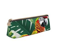 MIEKGPS Trousse à crayons en cuir personnalisée avec imprimé de fleurs tropicales et perroquets