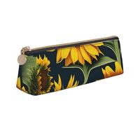 MIEKGPS Trousse à crayons en cuir personnalisée avec imprimé tournesol et fleurs sauvages