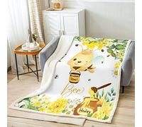 Miel Abeille Couverture en Laine Mignonne avec des Fleurs lit canapé canapé Ruche Miel Abeille Amoureux Couverture 100x130cm