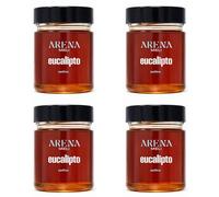 Miel d’eucalyptus artisanal de Calabre 4x250 g - 100% italien, cru et naturel - Non pasteurisé, aromatique et balsamique - Production traditionnelle Calabre Premium