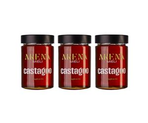 Miel de châtaignier artisanal de Calabre 3x400 g - 100% italien naturel, cru non pasteurisé - Goût intense et légèrement amer - Production traditionnelle premium de Calabre