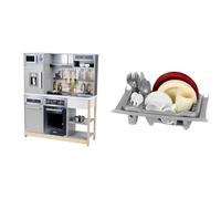 Miele Cuisine Family I Cuisine en Bois avec Table de Cuisson à Fonction Lumineuse et sonore & Panier à Couverts - Egouttoir I Complément pour Cuisines-Jouets avec Couverts, dînette et Set à café