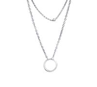 MIELEU Collier pendentif Korean Fashion Round Pendentif Perles Choker Collier Femmes Minimaliste Double Couche Chaîne Colliers Streetwear Bijoux Cadeau
