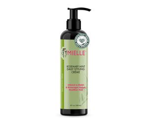 Mielle Organics Crème coiffante quotidienne multivitaminée au romarin et à la menthe pour la définition des cheveux bouclés, sans paraben ni silicone, 240 ml, blanc