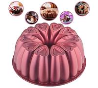 MIENCA Moule à gâteau en aluminium en forme de cœur, cadeau de Noël, antiadhésif, 25.4 cm, moule à tube cannelé en aluminium moulé, titane pour revêtement, 12 tasses (rouge)