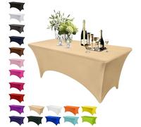 Mienocol - Nappe de table en spandex champagne, 1,8 m, élastique, rectangulaire, lavable, universelle, pour patio, cuisine, événements, mariages, bars à cocktails, expositions, banquets, fêtes