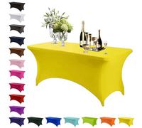 Mienocol Nappe en élasthanne Jaune, 1,2 m, Extensible, rectangulaire, Lavable, Universelle, pour terrasse, élastique, pour Cuisine, événement, Mariage, Bar à Cocktails, Exposition, Banquet, fête