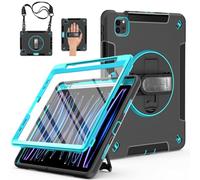 Miesherk Coque pour iPad Pro 11 2022/2021: Housse/Etui de Protection Antichoc Tripler Couche Case pour iPad Pro 11 Pouces 4e/3e Génération-Porte-Stylo-Support Rotatif-Dragonne/Bandoulière-Bleu Ciel