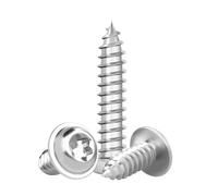 MIETONG M5 Torx Vis Autotaraudeuses - Vis à Bois à Tête Ronde avec Rondelle Entièrement Fileté Argenté Acier inoxydable 304, M5 x 30mm, 50 Pièces