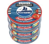 Miettes de Thon à la Sauce Tomate et Herbes de Provence, Lot de 3 Boîtes de 52g, Produit en Bretagne, Sans Arôme Ajouté, Nutriscore A - Lot de 3