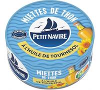 MIETTES DE THON À LHUILE DE TOURNESOL 160G, PETIT NAVIRE, LOT DE 4