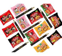 MiFan Ramen Box - 12 nouilles buldak (6 saveurs) + 6 baguettes | ramen coréenne piquante