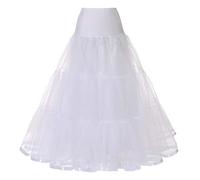Mifeiwukawa Jupon long jupon pour robes médiévales sous jupe crinoline pour robe rockabilly pour femme rétro jupe maxi à volants jupe en tulle multicouche, blanc, taille unique
