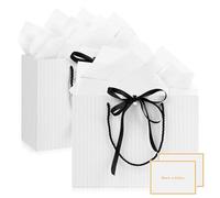 Mifferer Lot de 2 sacs cadeaux en papier avec poignées, 2 mouchoirs et 2 cartes - Pour femmes, filles, demoiselles d'honneur, anniversaires, Saint-Valentin et fêtes de mariage