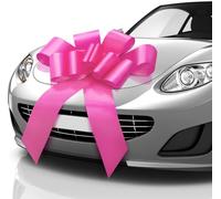 MIFFLIN - Grand Nœud Voiture - Rose Satiné, 76 cm - Forme Papillon - Nœud Géant Cadeau pour Anniversaire, Noël - Décoration Voiture Géante