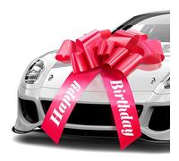 MIFFLIN - Grand Nœud Voiture - Rouge Satiné, 76 cm - Forme Papillon - Nœud Géant Cadeau pour Anniversaire, Noël - Décoration Voiture Géante