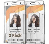 Mifflin Porte-badges nominatifs rigides (transparent, vertical 85 x 53 mm, lot de 2), protecteurs de carte d'identité en plastique rigide PC robuste
