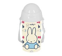 MIFFY BUDDY - Bouteille à ouverture automatique, avec paille, bouteille d'eau, sans BPA, avec bandoulière, confortable et légère, 500 ml, 7,3 x 19,5 cm, Beige pastel, M, Décontracté