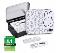 Miffy Pansements Enfants - Boîte en Métal avec 24 Pansements Colorés - Waterproof & Hypoallergénique - Pansement Enfant pour Peau Sensible - Idéal École, Voyage & Premiers Secours