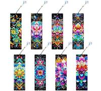 MIFKLMV Kit de 8 Marque-Pages Peinture Diamant 5D, Motif Mandala DIY, Loisir Créatif, Cadeau Original pour Enfants, Étudiants, Anniversaire et Remise de Diplôme