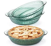 Mifoci Lot de 2 plats de cuisson en verre trempé, plats de cuisson ronds de 20,3 cm, non toxiques, passent au four et au lave-vaisselle, parfaits pour la cuisson de tartes, quiches et desserts