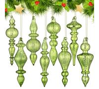 Mifoci Lot de 8 Embouts de Noël en Verre Mercure de 15,2 cm à Suspendre - Décorations Assorties pour Sapin de Noël Vintage (Vert Frais)