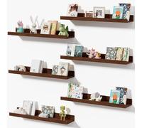 Mifurn Lot de 6 étagères flottantes pour mur, étagère décorative en bois pour chambre à coucher, salon, salle de bain, cuisine, rebord d'images (noyer, 61 cm)