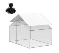 MIFXIN Bâche de poulailler d'extérieur imperméable et résistante au soleil - 3,5 x 2 m - Housse de poulailler pour l'hiver avec tendeurs à boules, tente de poulailler pour ombrage (blanc, 1 pièce)