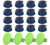 Mifyca 29092 29252 Bobine de fil compatible avec les débroussailleuses sans fil Green-Works 24 V et 40 V 21302 21332 21342, ligne simple de 4,9 m avec capuchon 3411546A-6 (16 bobines, 4 capuchons)
