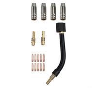 MIG Kit de col de torche AK15 pour soudage MB15, pointes en cuivre 0,6 mm, 8 mm, 9 mm, support diffuseur de buse à gaz, consommables de soudage professionnels (kit de cou 0,9 mm)