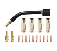 MIG Kit de col de torche AK15 pour soudage MB15, pointes en cuivre 0,6 mm, 8 mm, 9 mm, support diffuseur de buse à gaz, consommables de soudage professionnels (kit de cou 0,6 mm)
