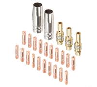 MIG Kit de consommables pour torche de soudage avec 25 embouts en cuivre de 0,8 mm, buses de gaz coniques et diffuseurs, compatible avec les soudeuses MB15 et 15AK pour