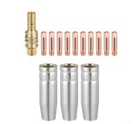 MIG Lot de 14 buses et embouts de soudage 0,9 mm, compatibles avec torche 15AK MB-15, buse de gaz conique et pièces d'usure de buse électrique
