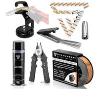 MIG MAG AK25/MB25 Starter Set, fil de soudage MIG MAG, 25AK set de pièces d'usure, support de torche avec pied magnétique, pince à buse, spray de séparation, nettoyant pour buse