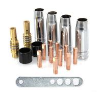 MIG MAG Kit de pièces d'usure compatible avec lampe torche MB 15/150 avec porte-buse à gaz et buse de courant cylindrique de 0,8 mm