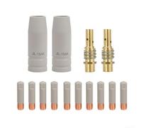 MIG MAG Lot de 14 buses de soudage MB-15AK avec revêtement spécial, pour soudure en aluminium et cuivre, pointes de 0,8/1,0/1,2 mm, résiste à l'accumulation d'éclaboussures, plusieurs options de