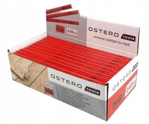 MiG-met - Crayons de charpentier - Crayon de chantier - Set de 100 pièces - Crayons plats - Longueur 240 mm - Couleur du corps : rouge - Dureté HB - Crayon Ostero OLO2110