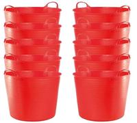 MiG-met - Panier Universel, Grand Contenant, Seau Flexi, Panier à Linge - Solide, Durable, Flexible et Léger - Deux Poignées Robustes - Capacité de Charge : 120kg - 42L, 44x35x33cm - Rouge - 10 pièce