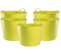 MiG-met - Panier Universel, Grand Contenant, Seau Flexi, Panier à Linge - Solide, Durable, Flexible et Léger - Deux Poignées Robustes - Capacité de Charge : 120kg - 42L, 44x35x33cm - Vert - 5 pièces