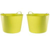 MiG-met - Panier Universel, Grand Contenant, Seau Flexi, Panier à Linge - Solide, Durable, Flexible et Léger - Deux Poignées Robustes - Capacité de Charge : 120kg - 42L, 44x35x33cm - Vert - 2 pièces