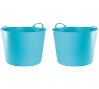 MiG-met - Panier Universel, Grand Contenant, Seau Flexi, Panier à Linge - Solide, Durable, Flexible et Léger - Deux Poignées Robustes - Capacité de Charge : 120kg - 42L, 44x35x33cm - Bleu - 2 pièces