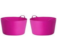 MiG-met - Panier Universel, Grand Contenant, Seau Flexi, Panier à Linge - Solide, Flexible et Léger - Deux Poignées Robustes - Capacité 120kg - 55L, 55x44,5x35cm - Fuchsia - 2 pièces