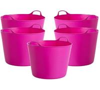 MiG-met - Panier Universel, Grand Contenant, Seau Flexi, Panier à Linge - Solide, Flexible et Léger - Deux Poignées Robustes - Capacité de Charge : 120kg - 42L, 44x35x33cm - Fuchsia - 5 pièces