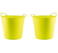 MiG-met - Panier Universel, Grand, Seau Flexi, Panier à Linge - Durable, Flexible et Léger - Deux Poignées Robustes - Capacité de Charge : 120 kg - 23 L, 34 × 26,5 × 29,5 cm - Vert - 2 pièces