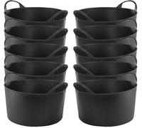 MiG-met - Panier Universel, Grand, Seau Flexi, Panier à Linge - Solide, Durable, Flexible et Léger - Deux Poignées Robustes - Capacité de Charge : 120 kg - 14 L, 35 × 30 × 23 cm - Noir - 10 pièces