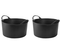 MiG-met - Panier Universel, Grand, Seau Flexi, Panier à Linge - Solide, Durable, Flexible et Léger - Deux Poignées Robustes - Capacité de Charge : 120 kg - 14 L, 35 × 30 × 23 cm - Noir - 2 pièces