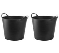 MiG-met - Panier Universel, Grand, Seau Flexi, Panier à Linge - Solide, Durable, Flexible et Léger - Deux Poignées Robustes - Capacité de Charge : 120 kg - 23 L, 34 × 26,5 × 29,5 cm - Noir - 2 pièces